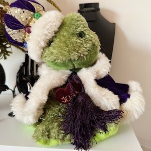 8" Green Frog Prince In Crown Kiss Me Beanbag Stuffed Plush Toy Animal